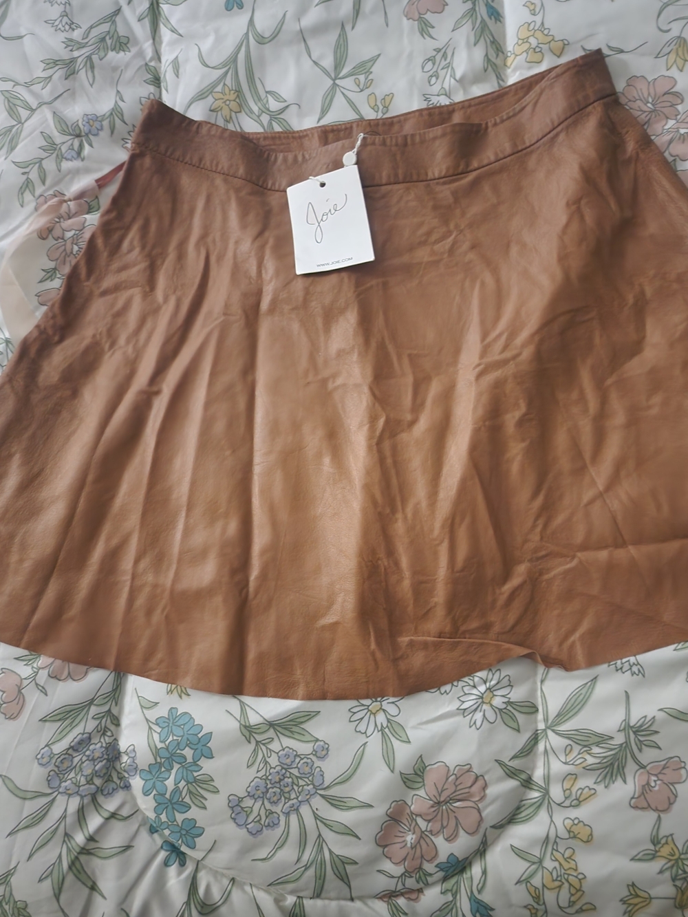Jolie Tan Faux Leather Skater Skirt